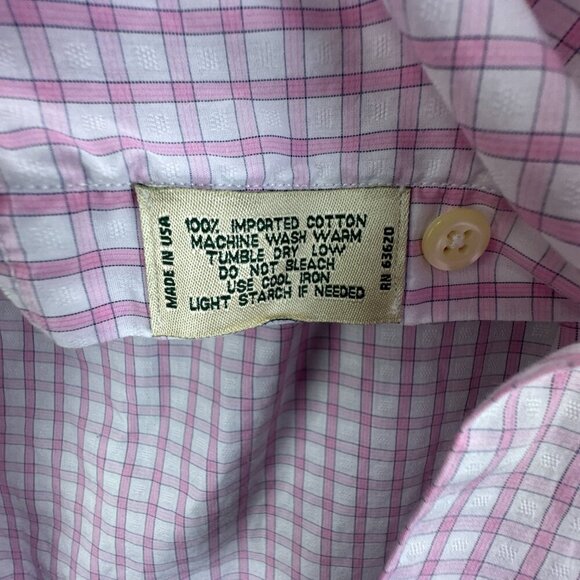 Gitman Bros Shirt Mens Large Pink Button Up Check Lightweight Thin Casual USA‎ - Picture 5 of 15
